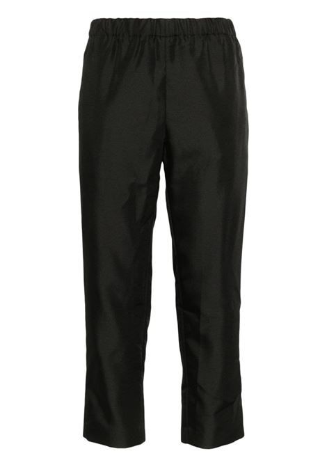 Pantaloni crop con vita elasticizzata in nero - donna COMME DES GARCONS COMME DES GARCONS | RMP0091